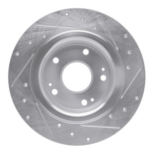 Honda Civic Brake Rotor (1) - Rear Left - R1 Concepts - Drilled & Slotted - Silver - `17-`20